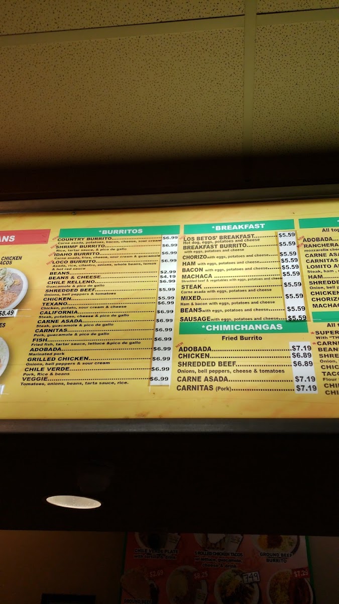 Los Betos BY THE IDAHO CENTER Menu - Image 3